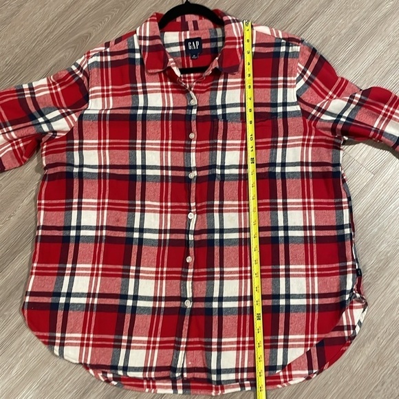 Gap Women's Flannel Button Front Shirt XL Red Cotton Plaid Comfy Outdoor - Picture 15 of 16